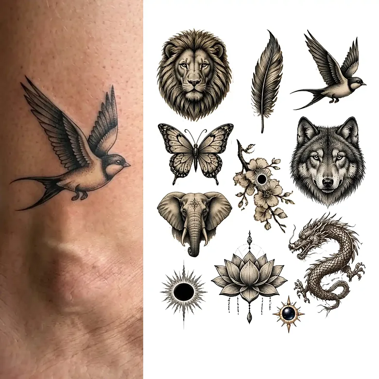 Temporäres Tattoo-Set mit Tieren 01