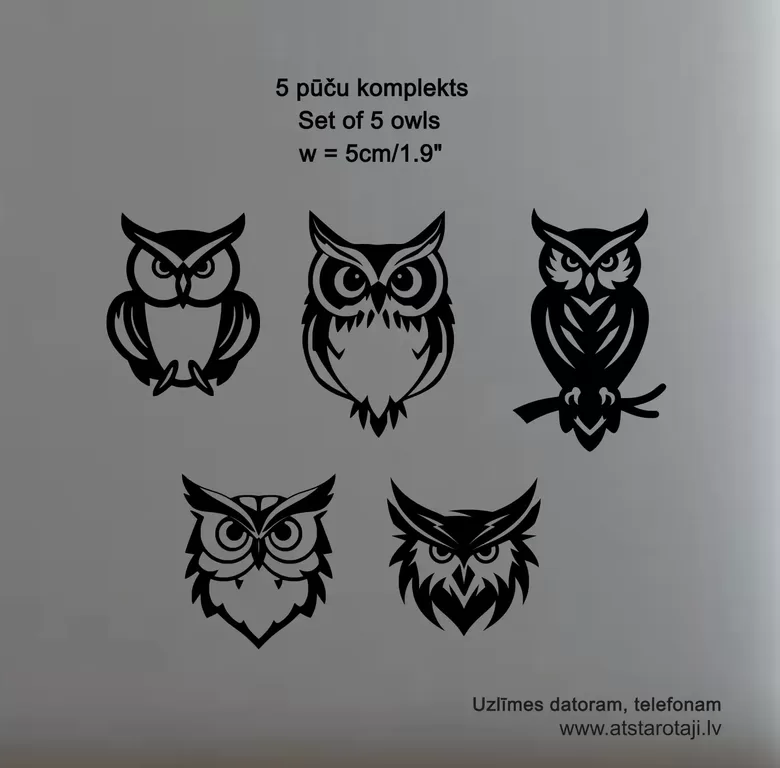 Eulen Aufkleber-Set "Eulen 04" | 5er-Pack Mini Sticker für Handy & Laptop