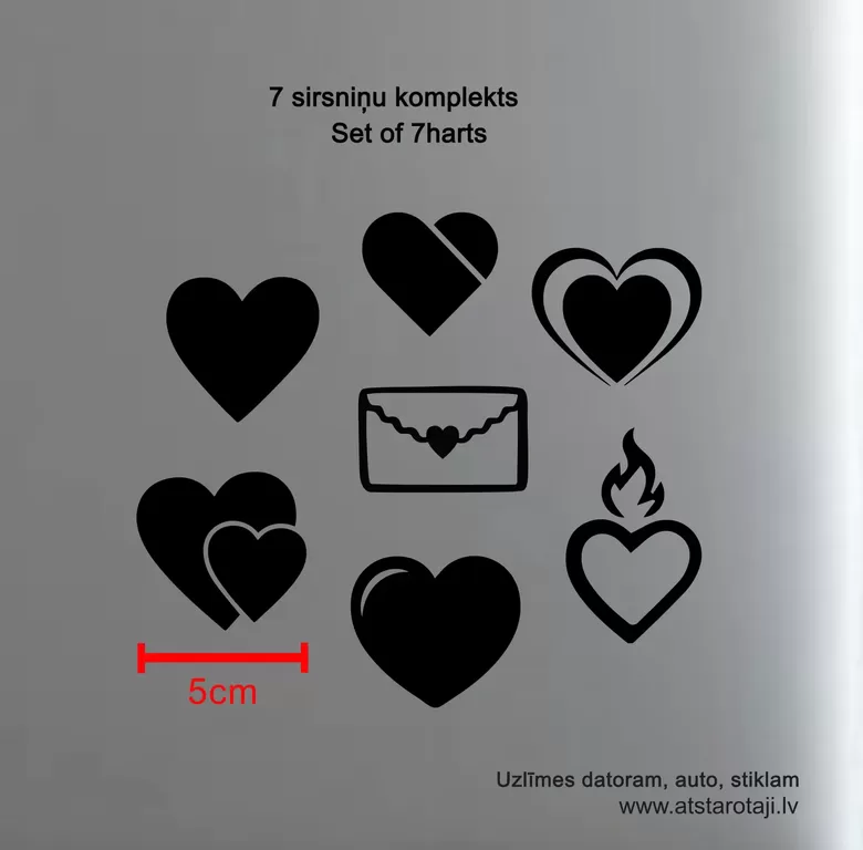 Herz Aufkleber-Set "Herz 03" | Mehrteiler Sticker-Set aus Vinyl