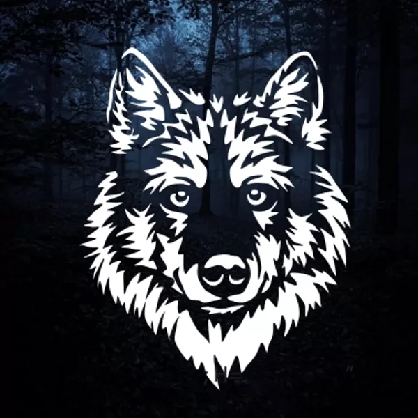 Reflective iron on decal "wolf" 01a