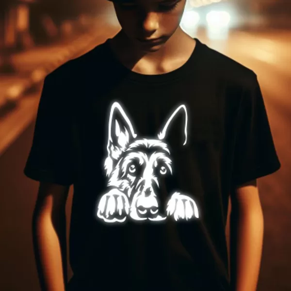 Reflective iron on for kids "German shepherd" 02b