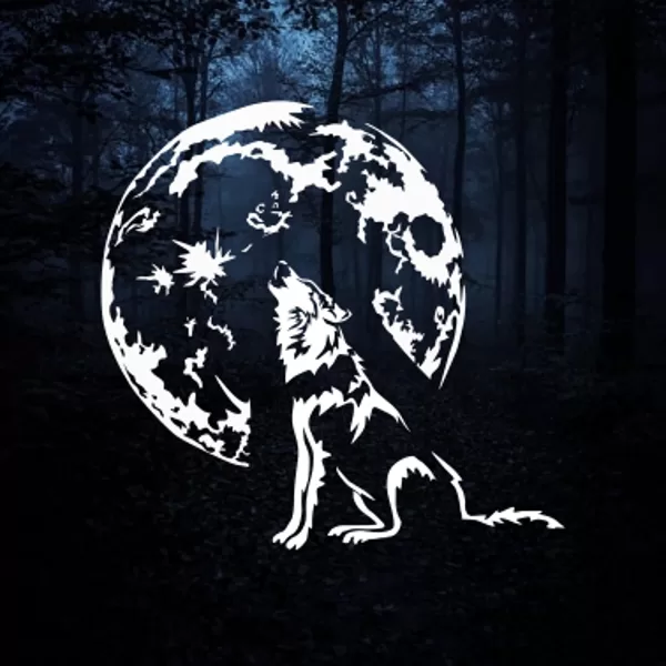 Reflector for clothing "Wolf and the Moon"