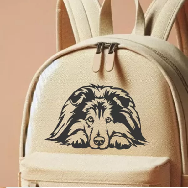 Reflective iron on "sheltie dog" 01